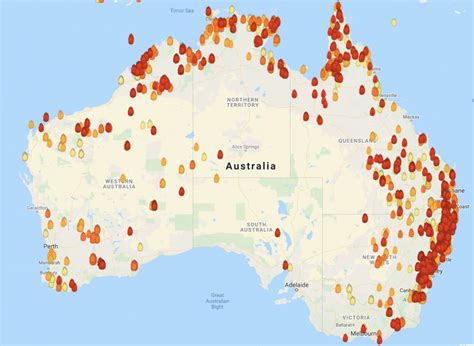 Map of bushfires in Australia
